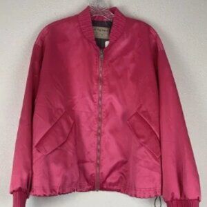 We the Free People Jacket Womens Medium Echo Bomber Magenta Satin Oversized New